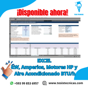 Realiza cálculos eléctricos de potencia, motores y aire acondicionado desde un solo archivo Excel.